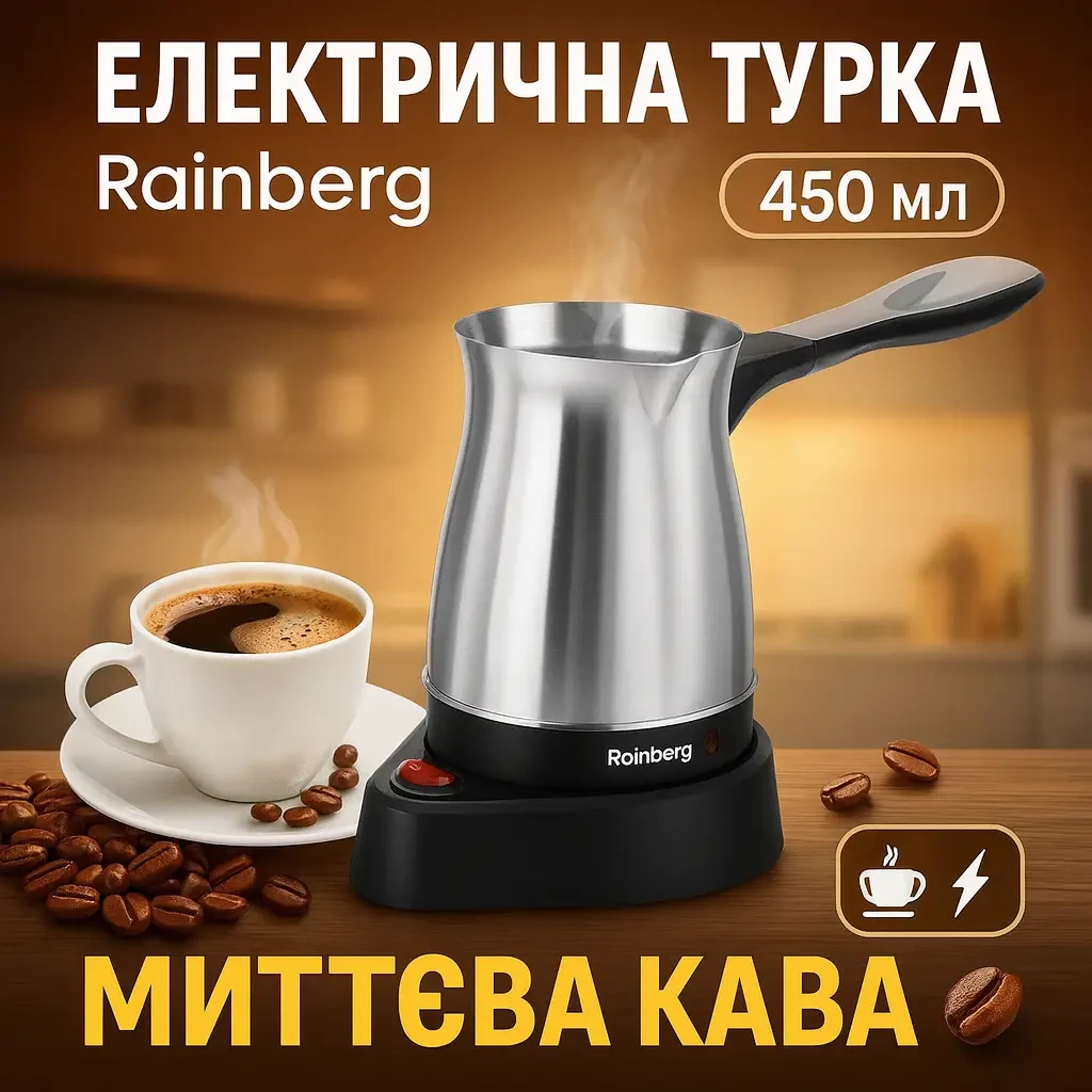 УЦЕНКА! Турка Электрическая Кофеварка Rainberg RB-612 (Плохая упаковка, нет ручки 3264)