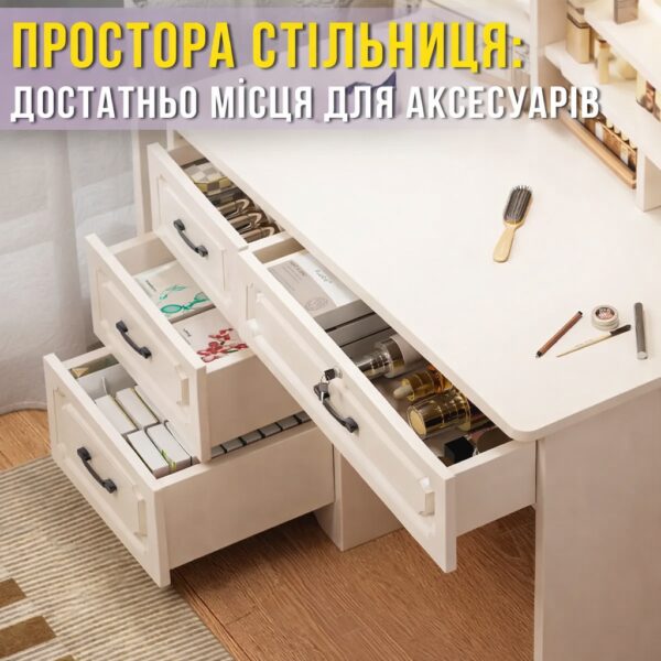 Макияжный столик 100х40х137см с LED-зеркалом и выдвижными ящиками STL-MD 93