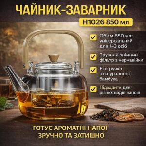 Чайник-заварник H1026 850 мл • Чайник для заваривания напитков для дома и кухни