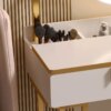Макияжный столик 80х120х42 см с круглым LED зеркалом 37 см STL-MD 105