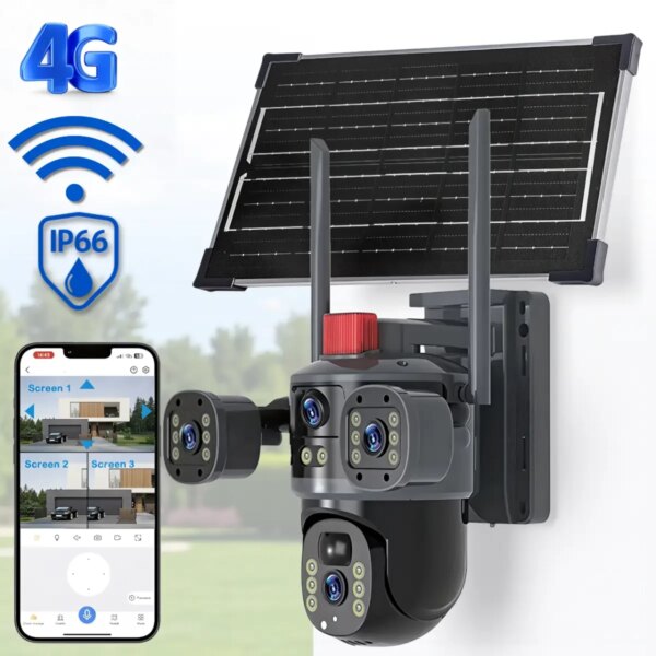 Камера видеонаблюдения с солнечной панелью 4G | 12 Мп | IP66 JE-190-2 Черный