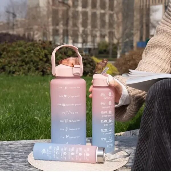 Бутылка для воды 3 в 1 Bottle AND264 Розово-голубая Комплект из 3 спортивных бутылок для воды