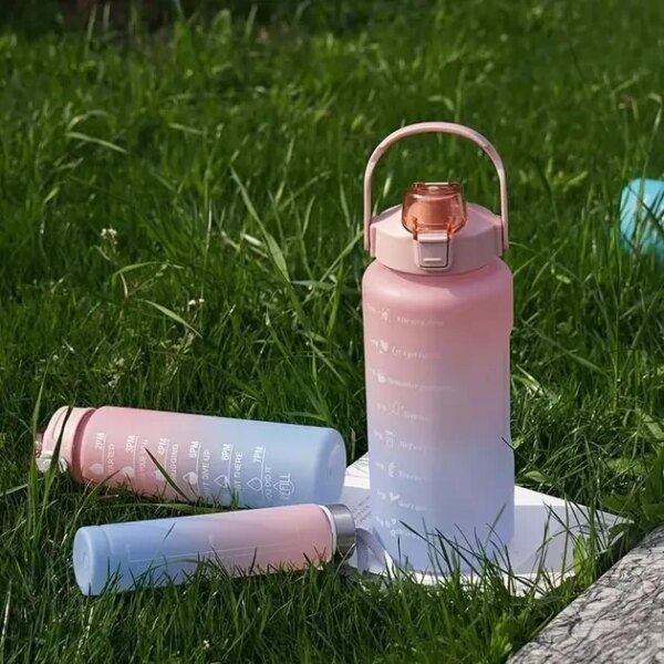 Бутылка для воды 3 в 1 Bottle AND264 Розово-голубая Комплект из 3 спортивных бутылок для воды