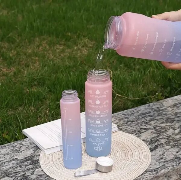 Бутылка для воды 3 в 1 Bottle AND264 Розово-голубая Комплект из 3 спортивных бутылок для воды