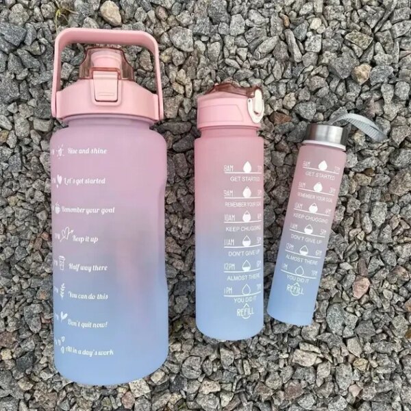 Бутылка для воды 3 в 1 Bottle AND264 Розово-голубая Комплект из 3 спортивных бутылок для воды