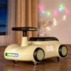 Детская машина-толокар S-628 "Retro Style" с LED-подсветкой, музыкальным рулем и багажником (Бежевый)