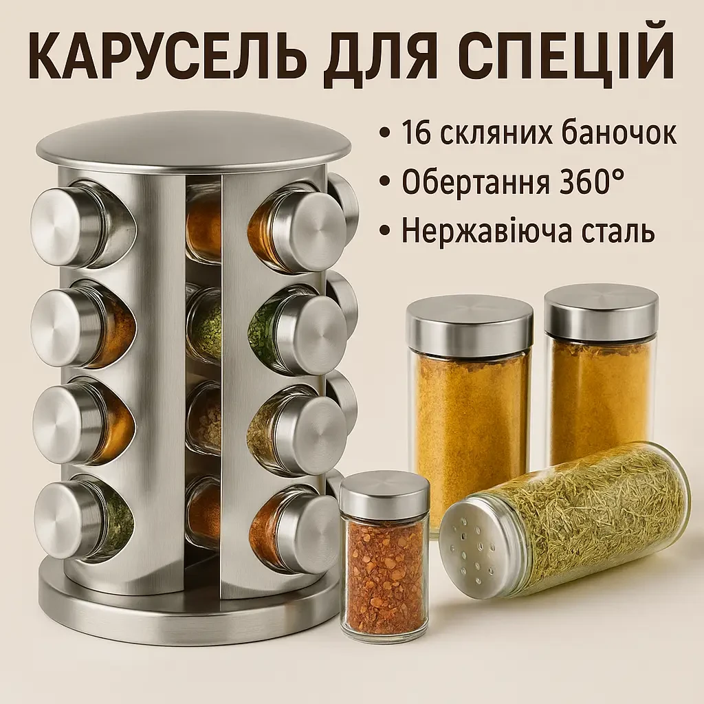 УЦЕНКА! Набор для специй Spice carousel, 16 емкостей (баночек) (Повреждение корпуса 3486)