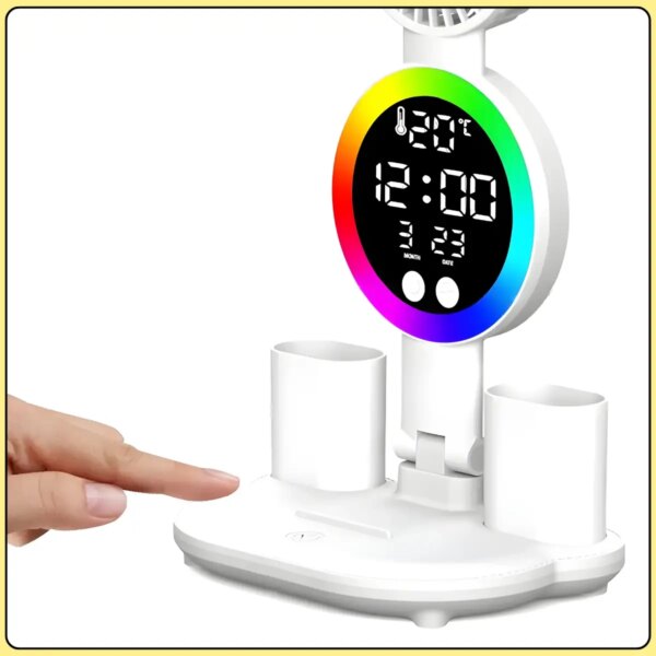 Настольная LED лампа с 4 панелями, вентилятором и дисплеем KRX-104