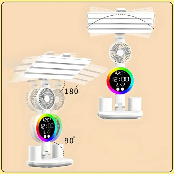 Настольная LED лампа с 4 панелями, вентилятором и дисплеем KRX-104