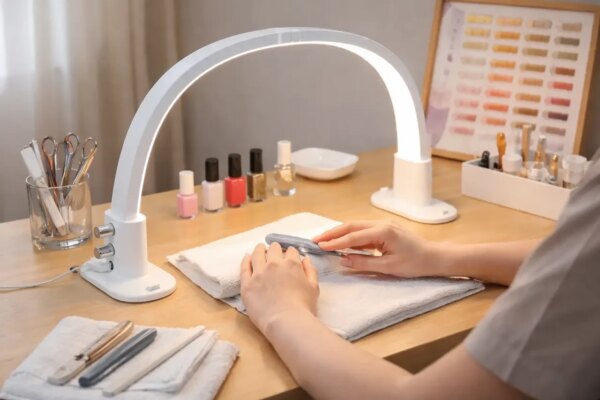 Настольная LED лампа F-686 для салона красоты 47×4.5×30 см. Лампа для маникюра и nail-мастеров. От сети 220V