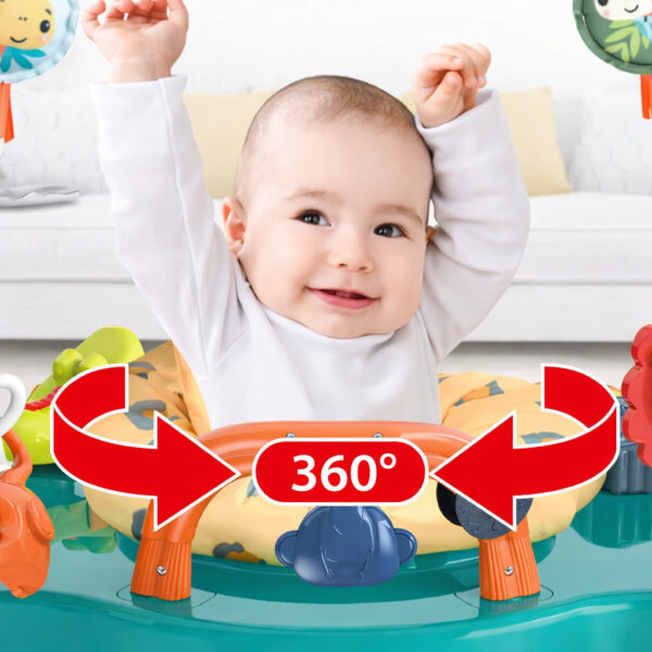 Детский игровой центр-стрибунец Jumperoo: интерактивный музыкальный центр 360° с регулировкой высоты и световыми эффектами Зеленый