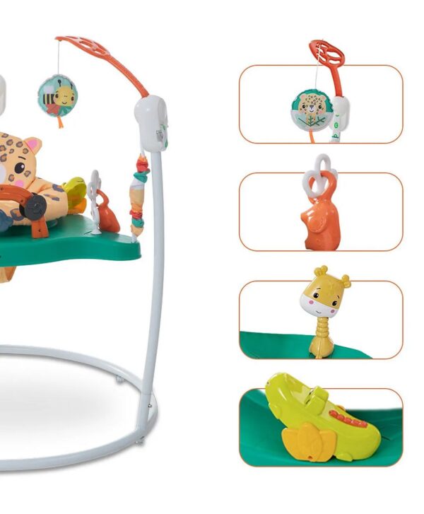 Детский игровой центр-стрибунец Jumperoo: интерактивный музыкальный центр 360° с регулировкой высоты и световыми эффектами Зеленый