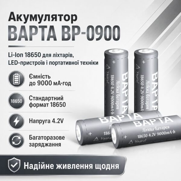 Аккумулятор BAPTA BP-0900 18650 Li-Ion 9000 мАч 4.2В для фонарей, power bank и портативной техники