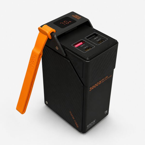 Повербанк TUGII Y365 30000 mAh 65W черный с 2 USB, 2 Type-C и ремешком для телефона и ноутбука