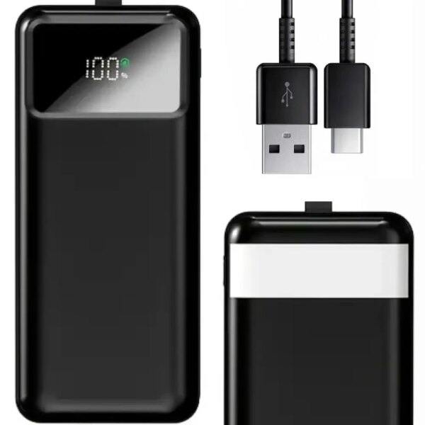 Повербанк KPG-402 40000 мАч черный с фонариком, 2 USB, microUSB и Type-C