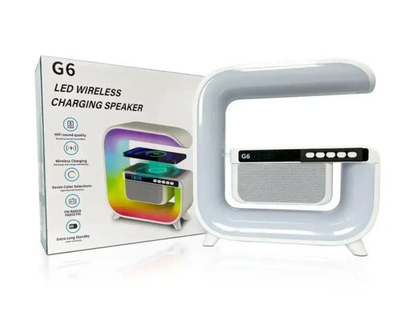 Настольный смарт светильник ночник G-Smart G6 Лампа-ночник с часами Bluetooth-колонкой и беспроводной зарядкой