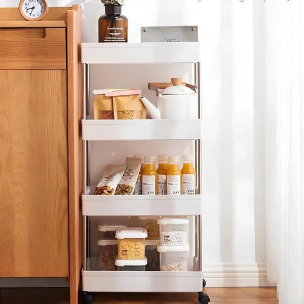 УЦЕНКА! Этажерка на колесах 4 яруса (87×38×13см), Bathroom Rack / Напольная полка (Плохая упаковка, трещина 3540)