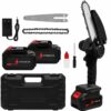 Аккумуляторная цепная мини пила Electric Chain Saw 48V 8" дюймов 20см с 2 аккумуляторами для обрезки веток деревьев в кейсе