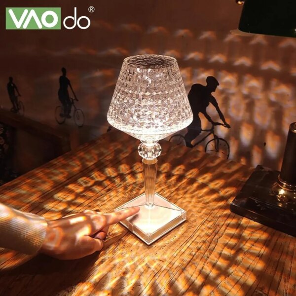 УЦЕНКА! Настольная LED лампа Crystal Table Lamp RGB с сенсорным управлением, пультом управления, 16 цветами (Плохая упаковка 3549)