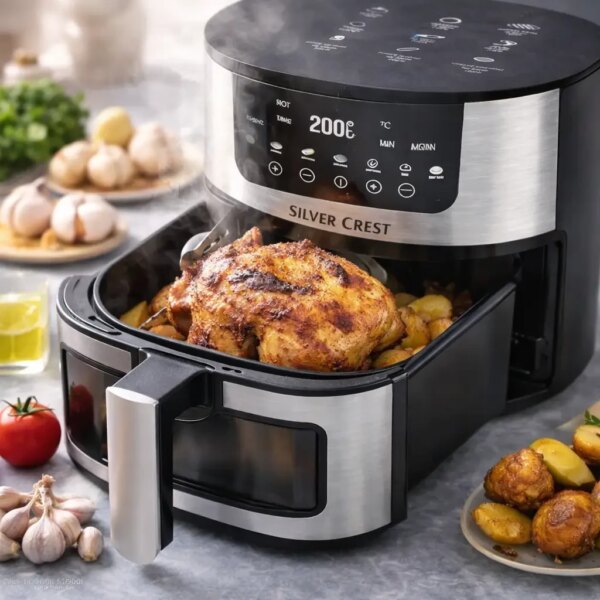 УЦЕНКА! Аэрогриль Silver Crest SC-8855S 8 л 4200 Вт сенсорное управление Hot Air Technology (Плохая упаковка, вмятина 3550)