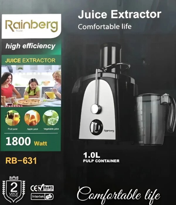 УЦЕНКА! Соковыжималка электрическая центробежная Rainberg RB-631 1800W (Повреждение стакана 3551)