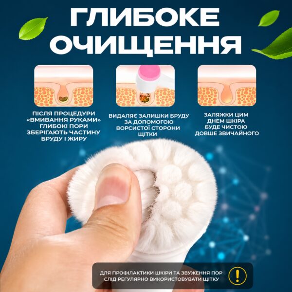 Щетка массажер для чистки, умывания лица двухсторонняя BRS White