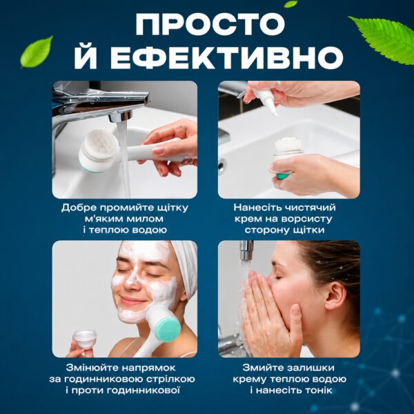Щетка массажер для чистки, умывания лица двухсторонняя BRS White