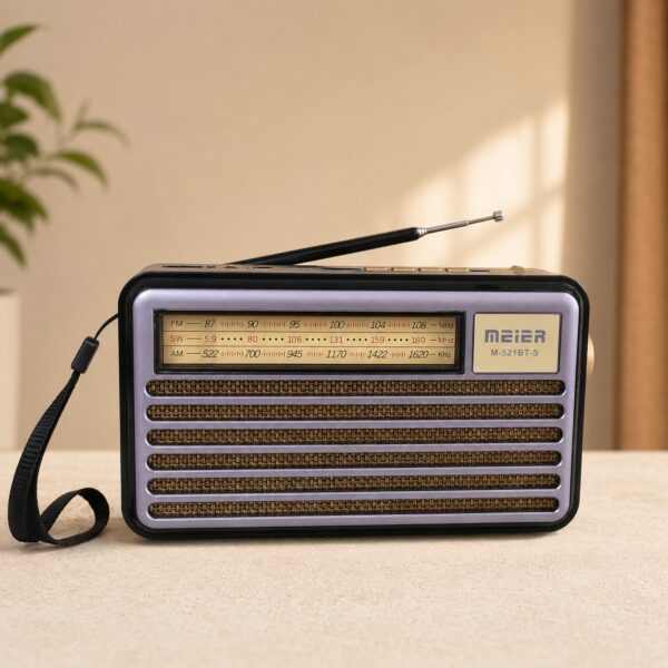 Портативный FM радиоприемник MEIER М-521BTS FM радио проигрыватель с флешкой USB на аккумуляторе с солнечной батареей
