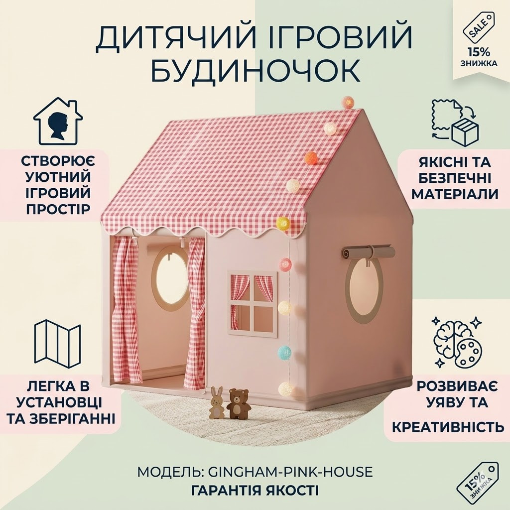 Детская палатка игровая с цветными шариками 120х100х60см, Розовый / Домик-палатка для детей / Палатка в виде домика Подробнее: htt