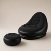 Надувное кресло с пуфиком 2в1 (116х98х83см, до 100кг) Air Sofa + насос, Черный / Надувной велюровый диван с пуфом