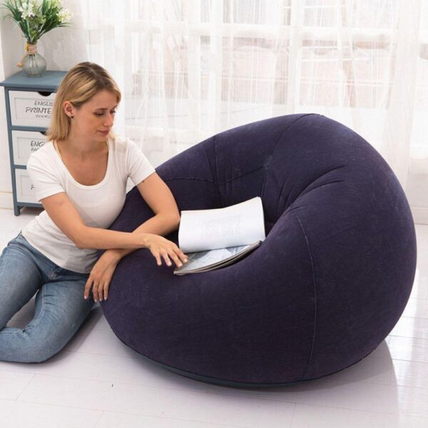 Надувное кресло-пуф Inflatable Sofa / Надувное кресло-мешок 110×110×85 см Темно-синий