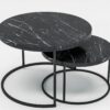 Набор журнальных столиков Solme Homepaketo 2 в 1 Marble Black, круглые кофейные столики 75 см и 60 см с мраморной столешницей