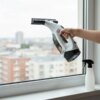 Компактный аккумуляторный стеклоочиститель с распылителем и микрофиброй (150 мл) / Беспроводной пылесос для стекла / Мойщик окон