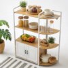 Кухонный стеллаж с открытыми полками и шкафчиком, 120х40см, Белый / Этажерка кухонная
