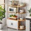Кухонный стеллаж с открытыми полками и шкафчиком, 120х40см, Белый / Этажерка кухонная