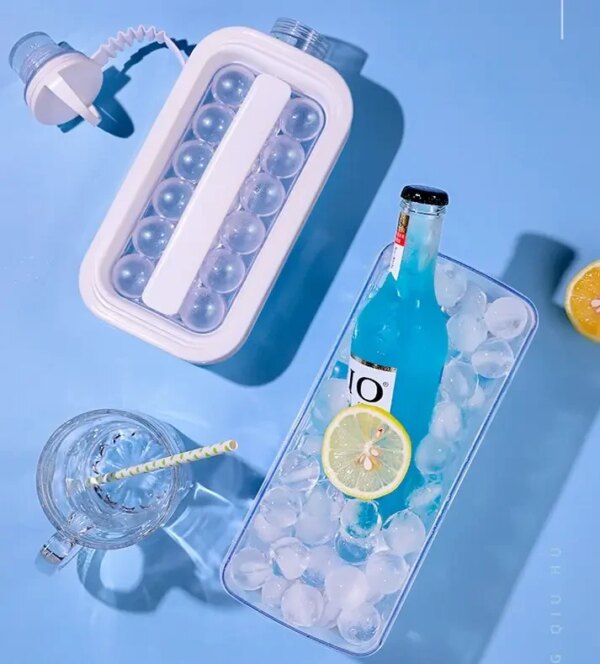Портативная силиконовая форма для льда бутылка складная 2 в 1 ICE CUBE TRAY на 17 шариков