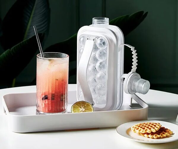 Портативная силиконовая форма для льда бутылка складная 2 в 1 ICE CUBE TRAY на 17 шариков