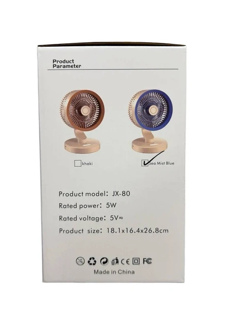 Портативный вентилятор SkeBerg JX-80 с LED-подсветкой • Настольный мини-вентилятор 5W для дома, офиса, поездок и отдыха