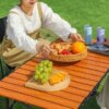 Складной прямоугольный стол для пикника 95x55x50см, туристический раскладной стол в чехле Коричневый DSL-8-Brown