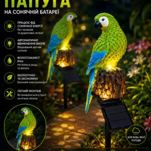Садовый светильник попугая на солнечной батарее • Уличный газонный LED фонарь для сада, клумбы, дорожек, дачи .