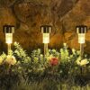 Садовый светильник на солнечной батарее комплект 12 штук с колышком для грунта IP65 высотой 30 см