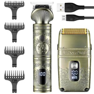 Машинка для стрижки волос и бороды с 4 насадками, с USB, VGR V-649, Золотистый / Набор шейвер и триммер для стрижки