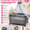 "Детская люлька-манеж премиум-класса, портативная кроватка с пеленальным столиком, москитной сеткой и колесиками X-654