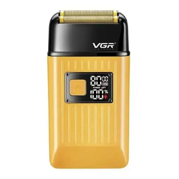 Электробритва шейвер VGR V-357 с USB и LED дисплеем, Желтая / Аккумуляторная беспроводная мужская бритва