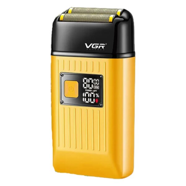 Электробритва шейвер VGR V-357 с USB и LED дисплеем, Желтая / Аккумуляторная беспроводная мужская бритва