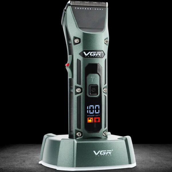 Аккумуляторная машинка для стрижки с 4 насадками, VGR V-696, Зеленый / Беспроводной мужской триммер для стрижки