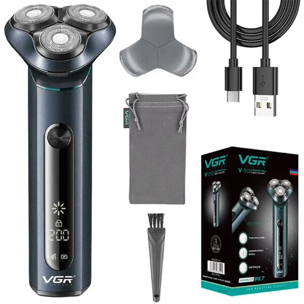 Аккумуляторная электробритва водонепроницаемая, от USB, VGR V-310, Черная / Беспроводная бритва электрическая