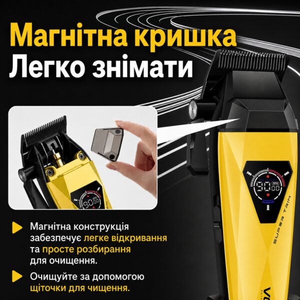 Набор машинок для стрижки VGR V-877S2 Gold/Green 2 в 1 с триммером, LCD-дисплеем, насадками и USB-C зарядкой
