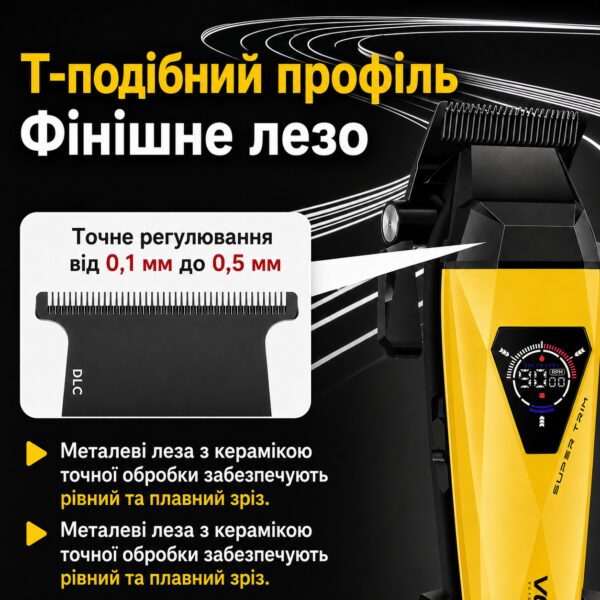 Набор машинок для стрижки VGR V-877S2 Gold/Green 2 в 1 с триммером, LCD-дисплеем, насадками и USB-C зарядкой