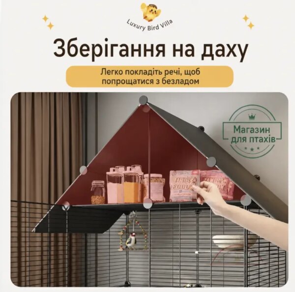 Большая металлическая клетка для птиц 74×37×152 см на колесах с крышей + игрушки / Клетка для попугая канарейки / Вольер для птиц